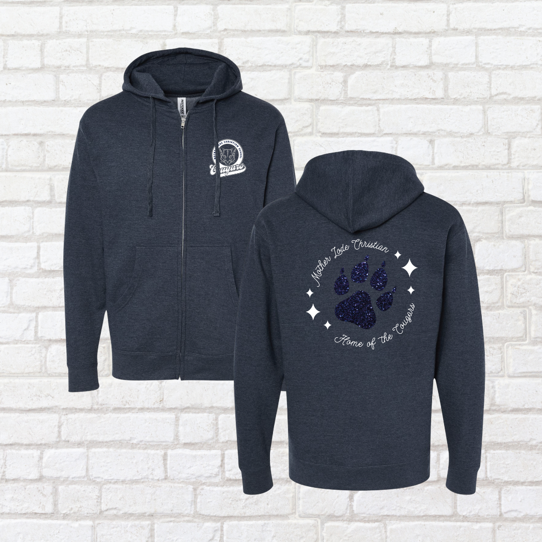 MLCS Glitter Paw Zip Up Hoodie