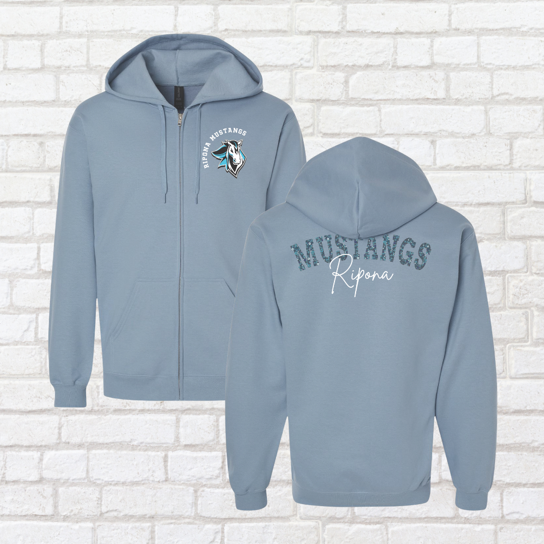 Floral Mustangs Zip Up Hoodie