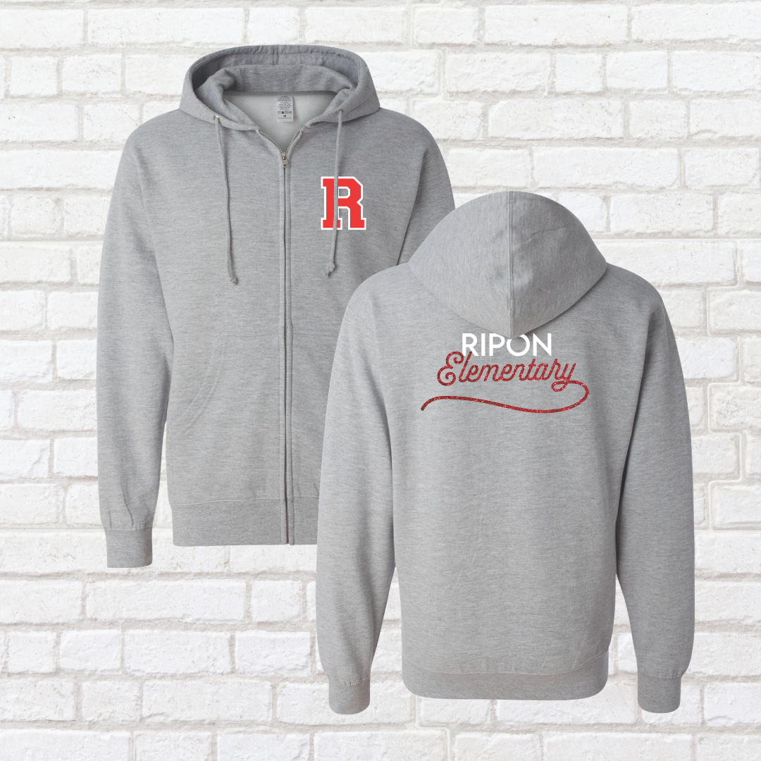 Glitter Script Zip Up Hoodie