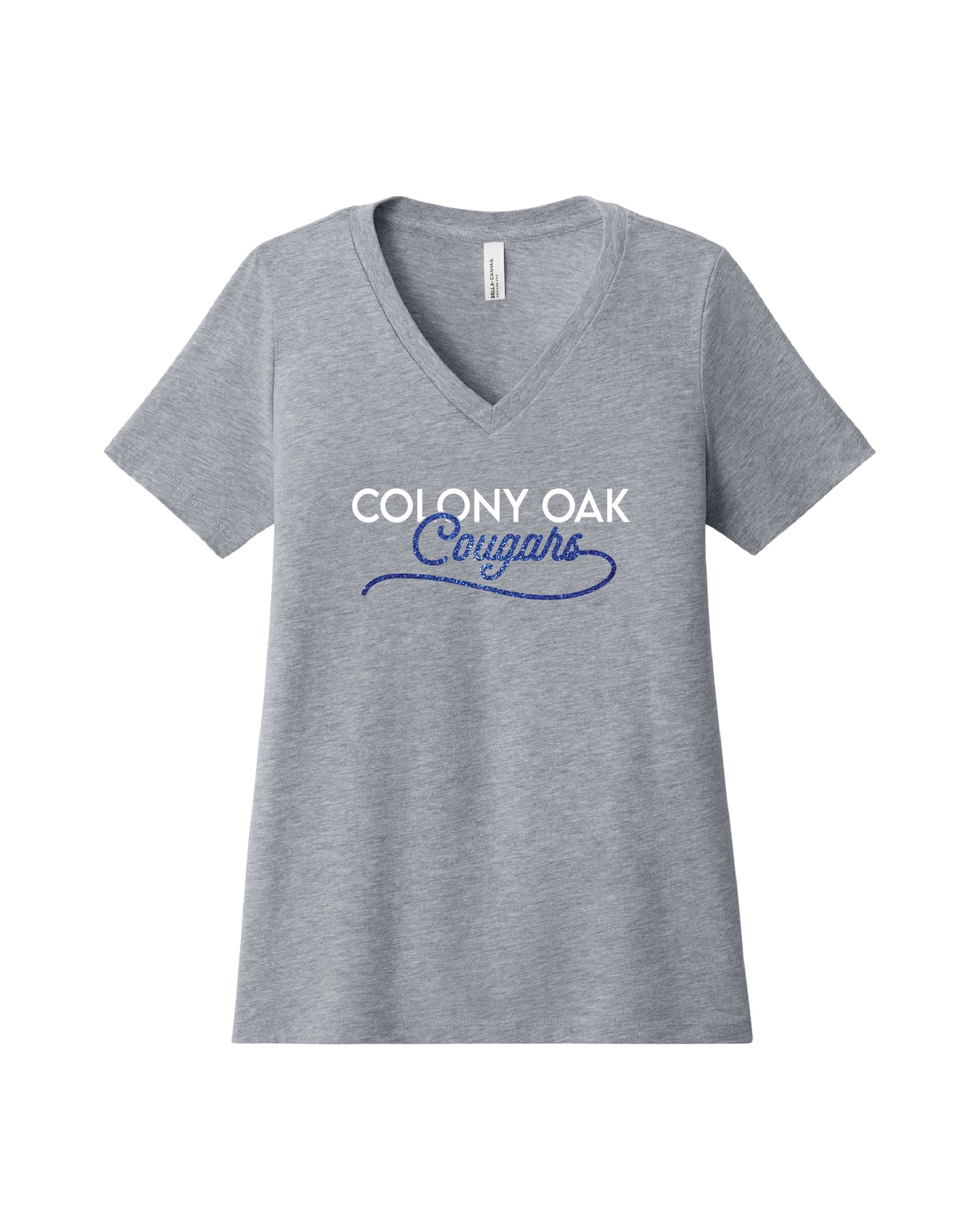 Women's V Neck Glitter Script Tee