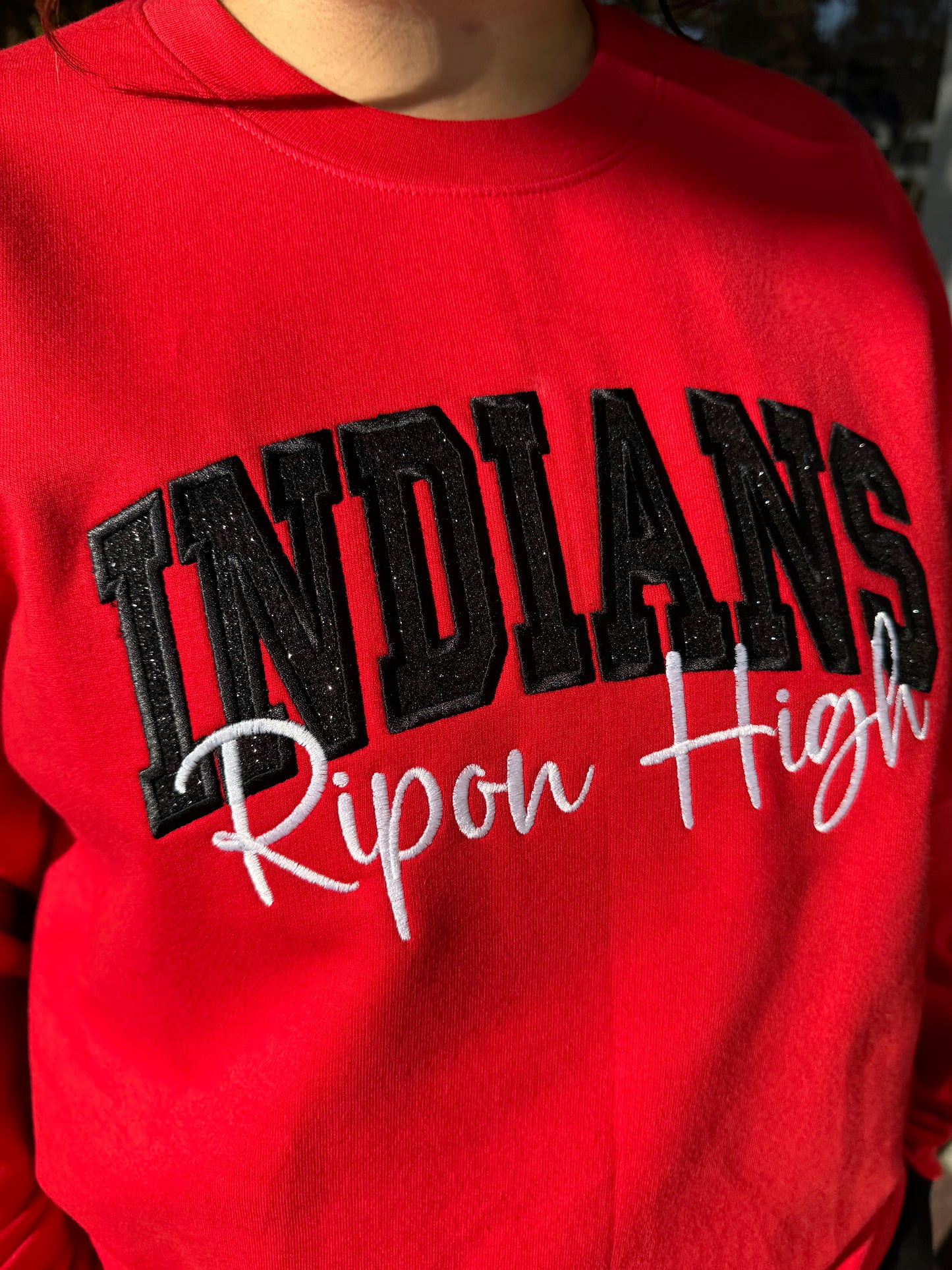 *2 AVAILABLE* Indians Embroidered Glitter Crewneck Sweatshirt