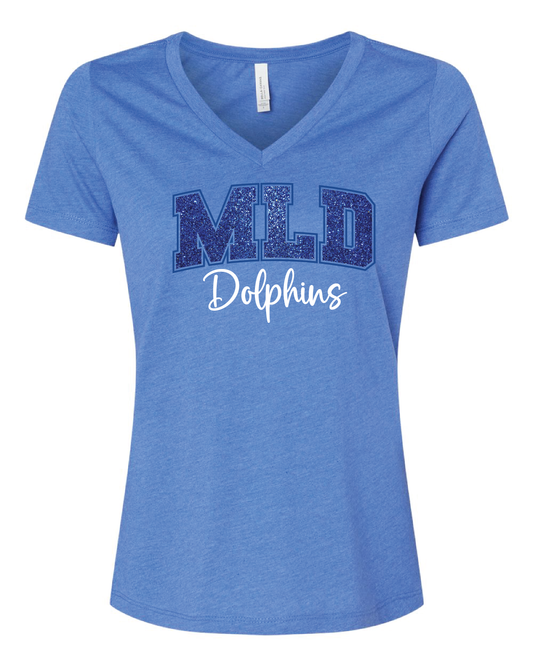 Glitter Dolphins Women's V Neck Tee