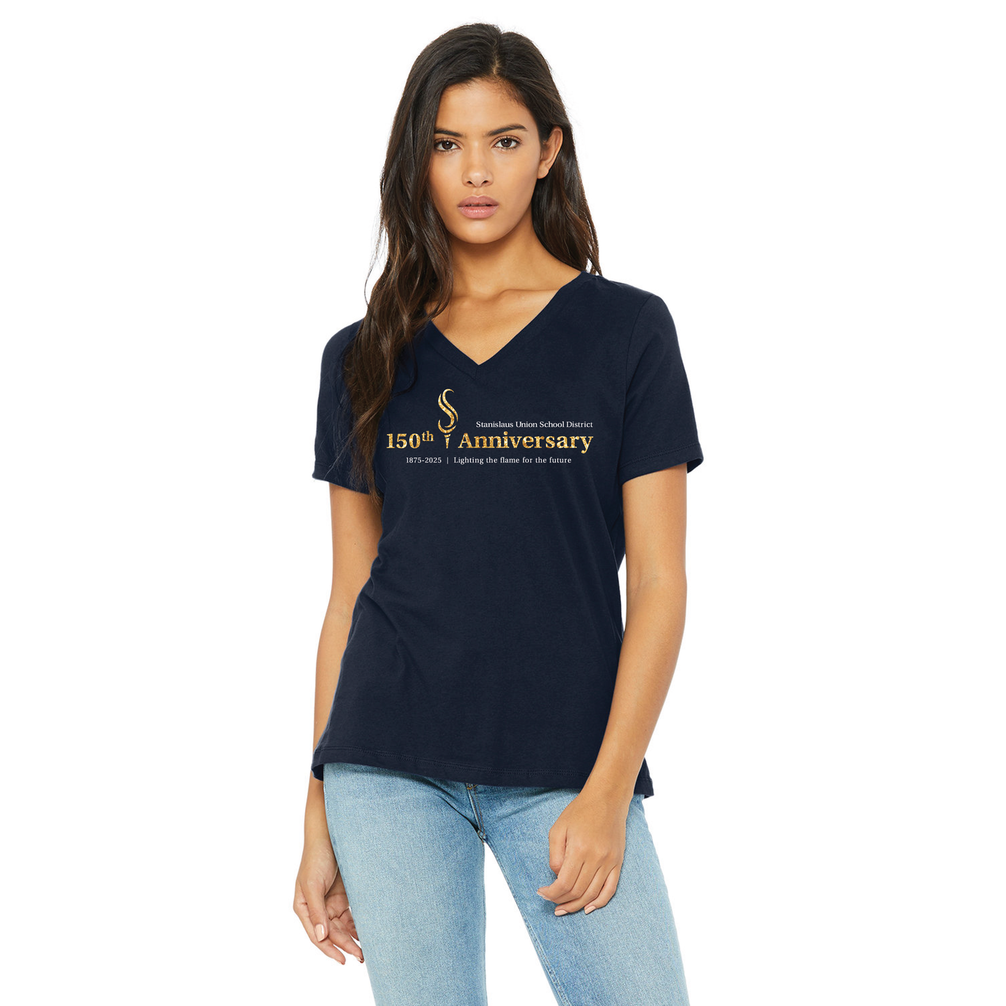 Women's V Neck Glitter SUSD Tee
