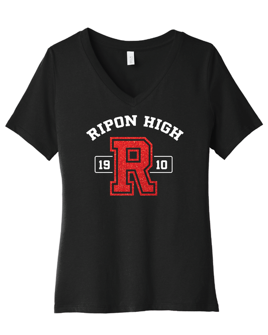 Women's Relaxed Glitter V Neck Tee