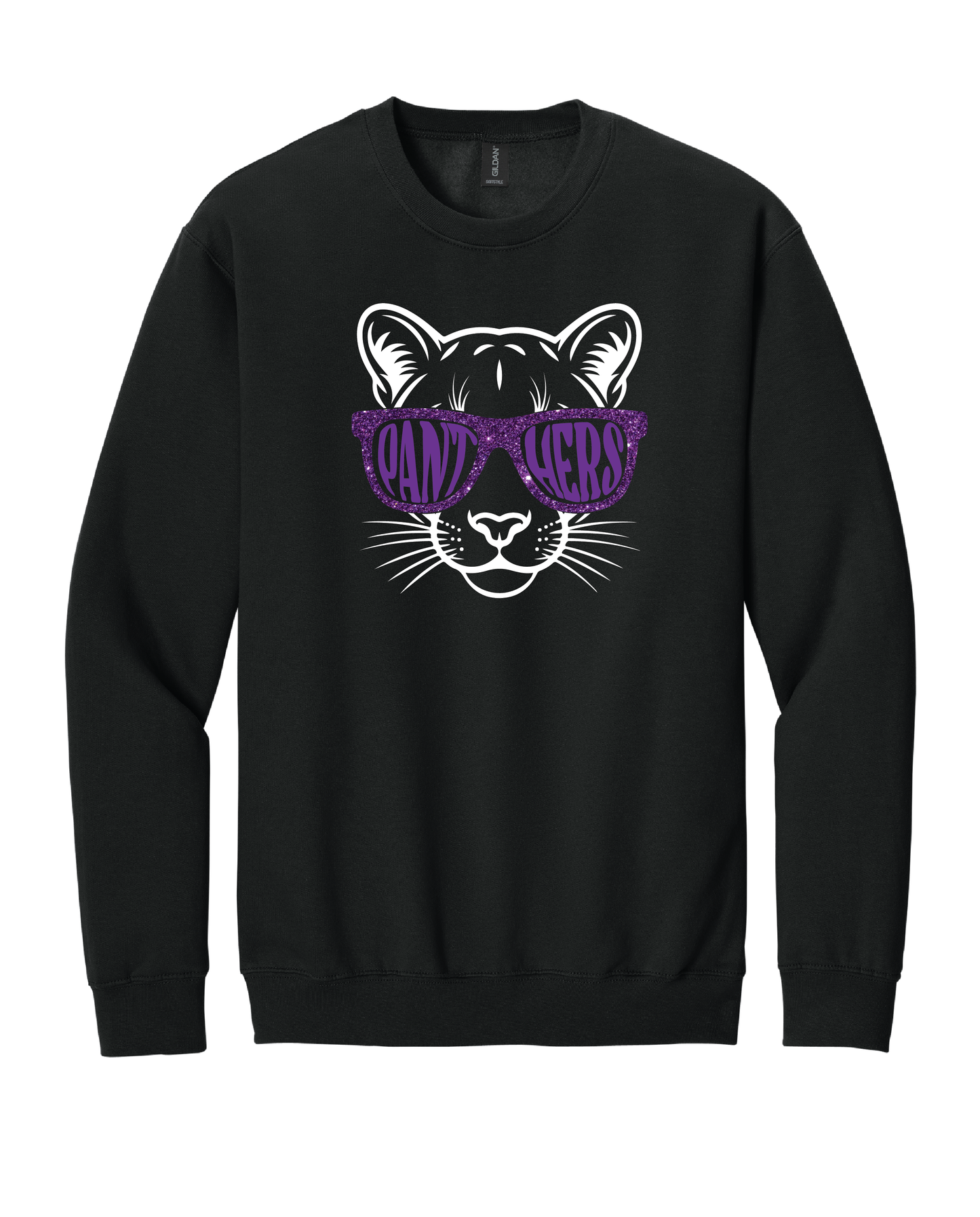 Panthers Glitter Glasses Crewneck Sweatshirt