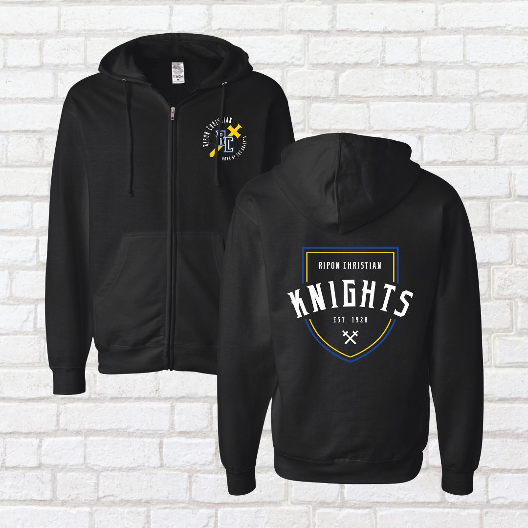 Knights Shield Outline Zip Up Hoodie