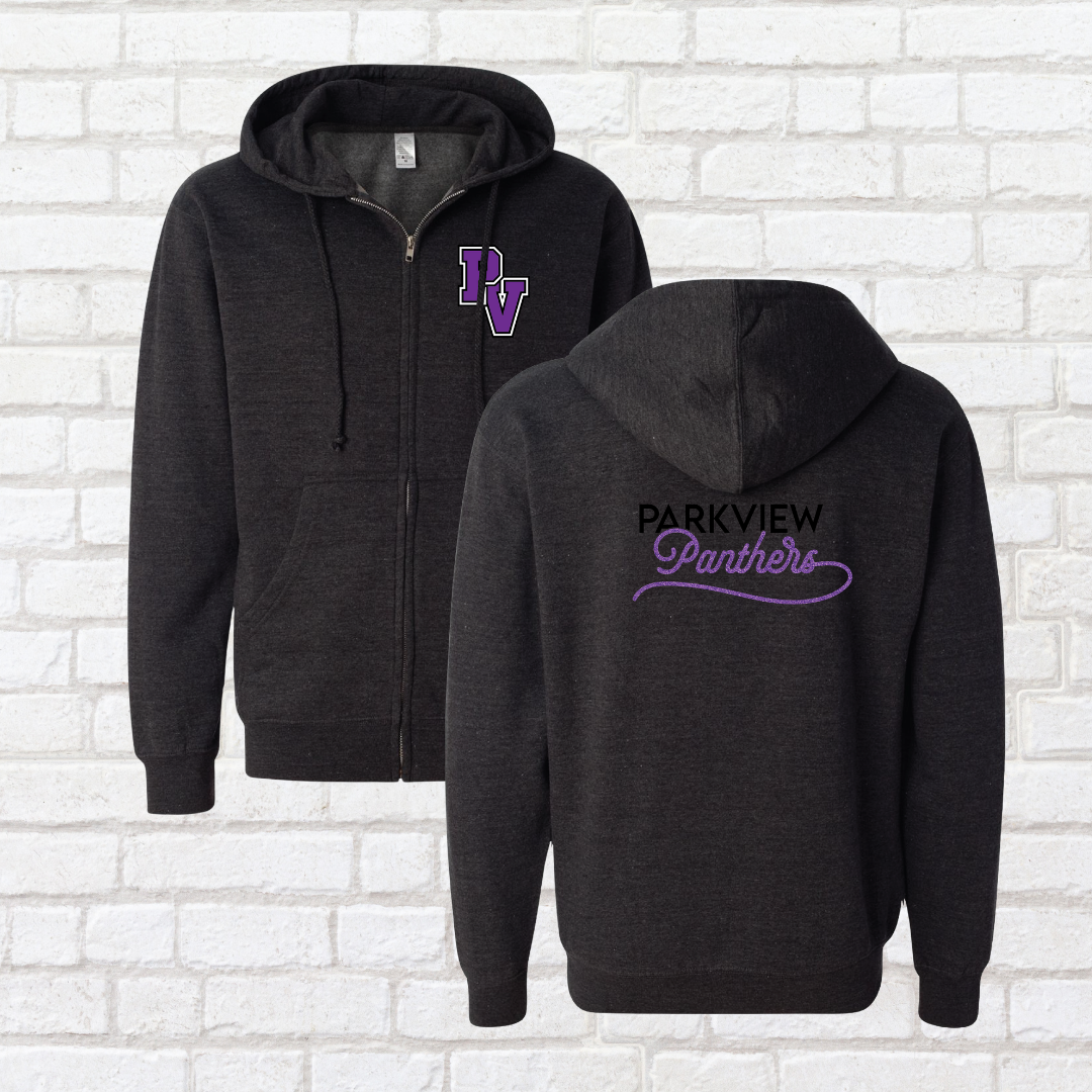 Glitter Script Zip Up Hoodie