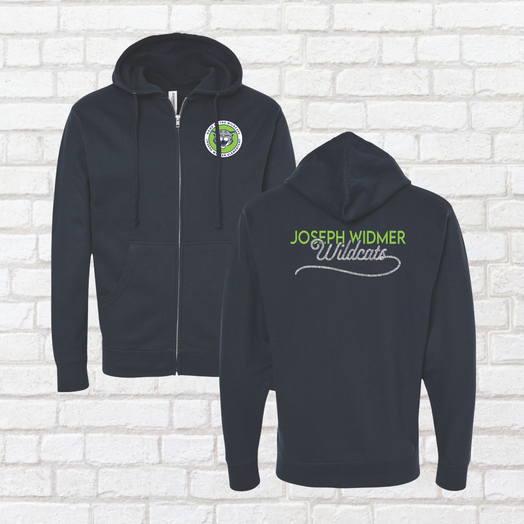 Glitter Script Zip Up Hoodie