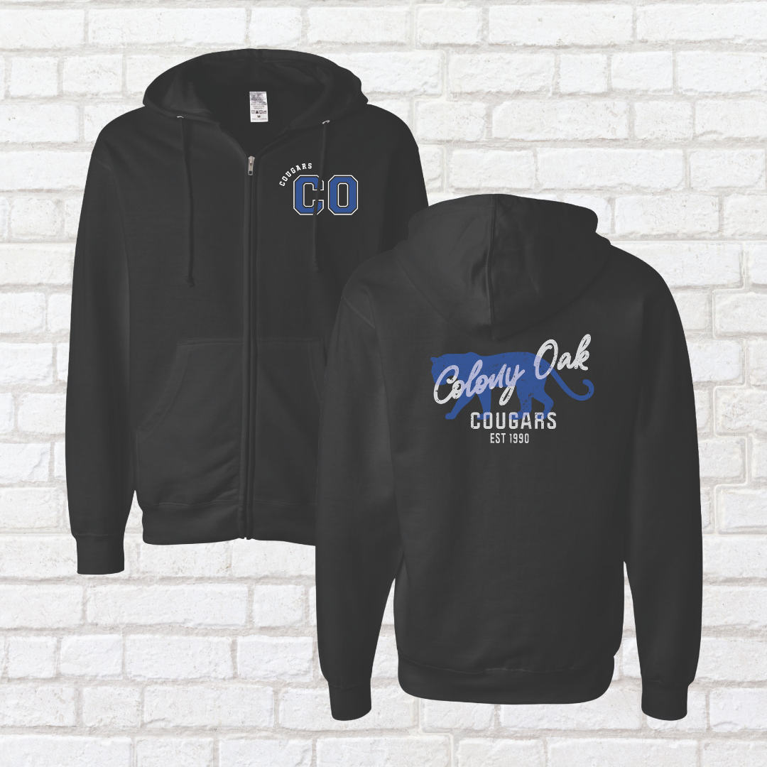 Distressed Colony Oak Zip Up Hoodie
