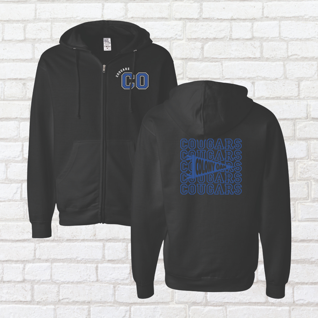 Cougar Pennant Flag Zip Up Hoodie
