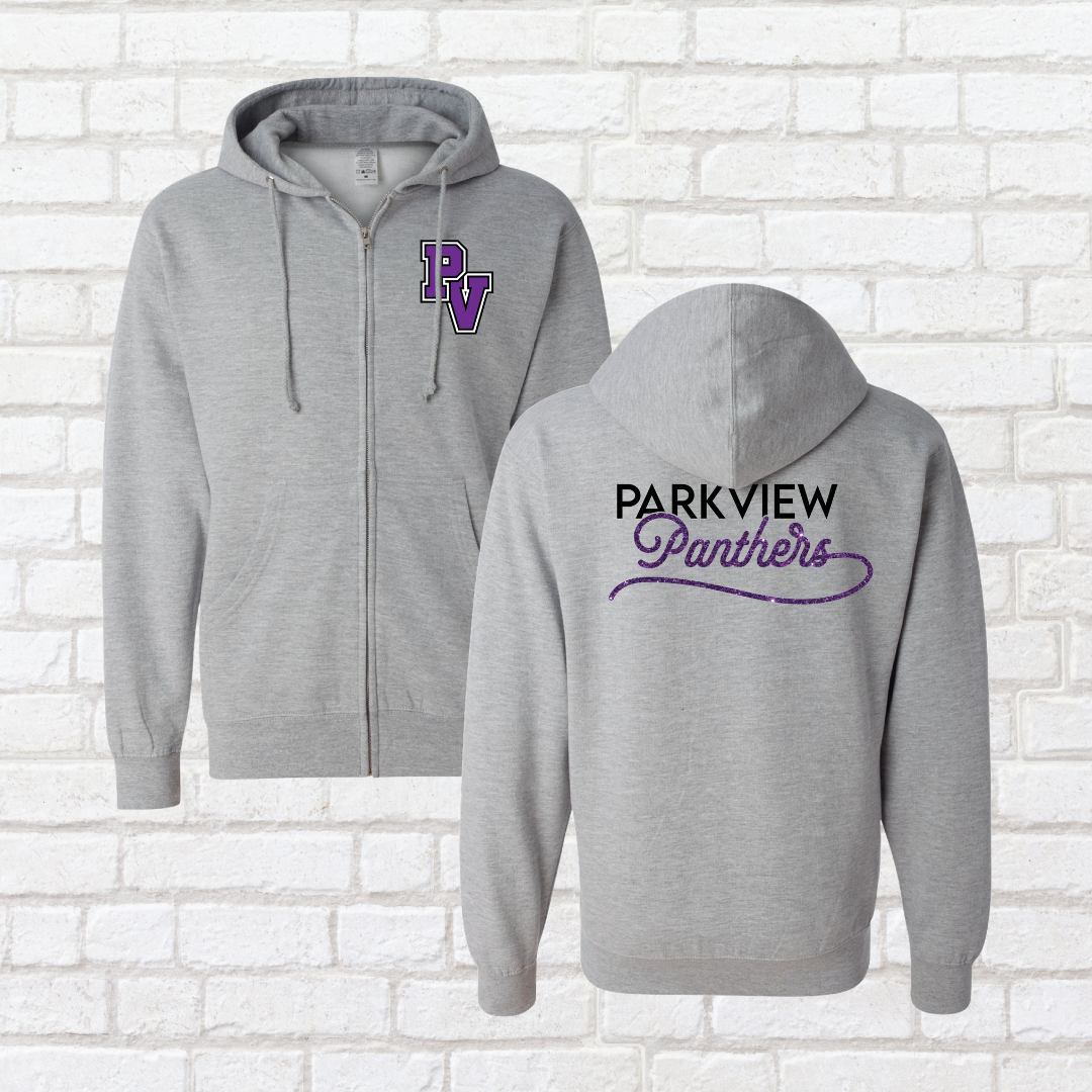 Glitter Script Zip Up Hoodie