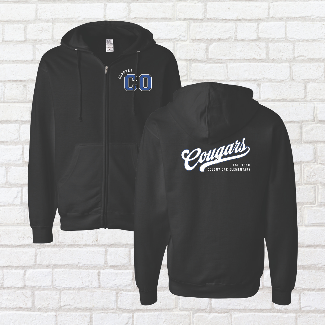 Vintage Cougars Zip Up Hoodie