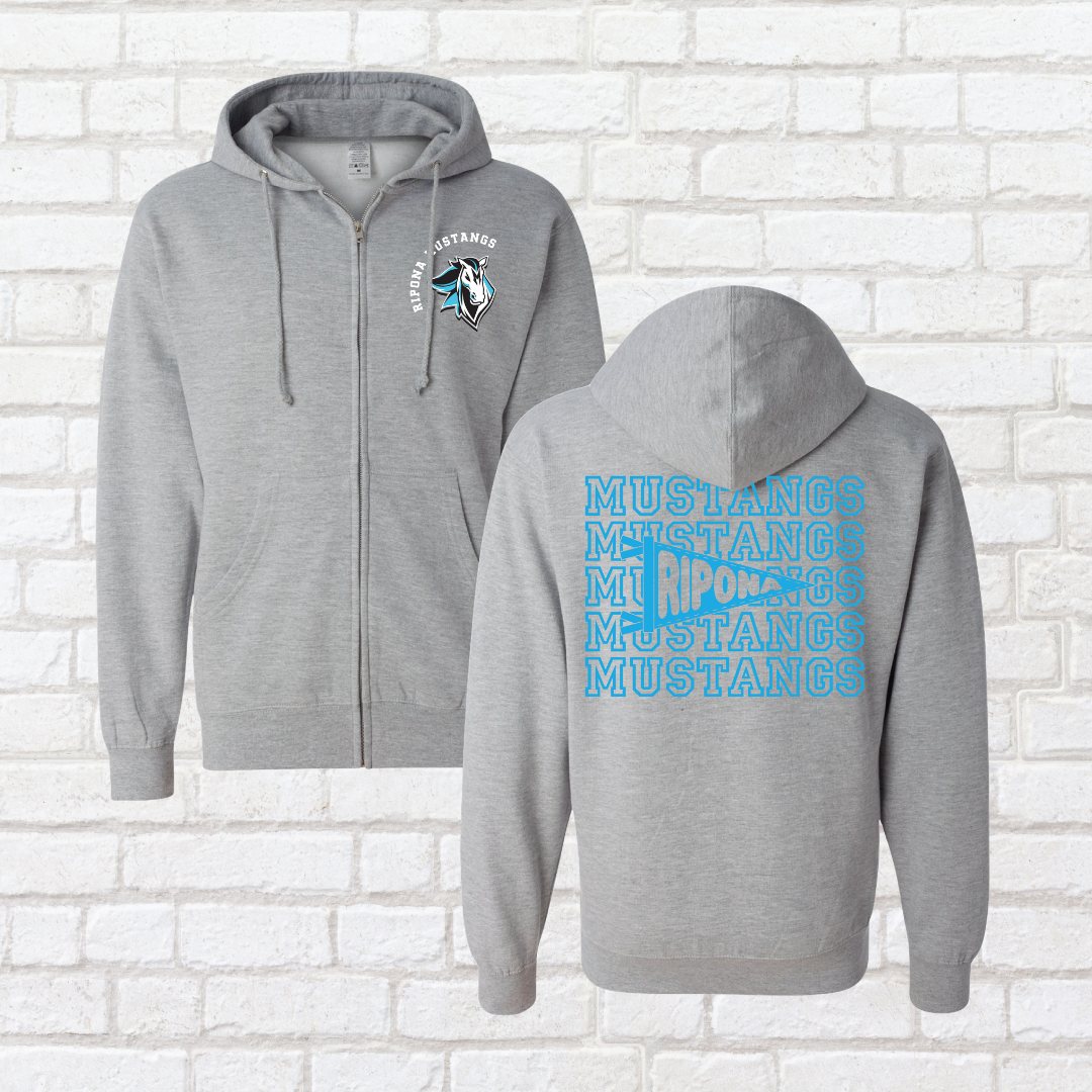Mustang Pennant Flag Zip Up Hoodie