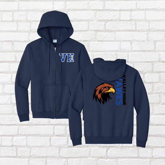 LC 1/Logo 4 Valley Home Zip Up Hoodie