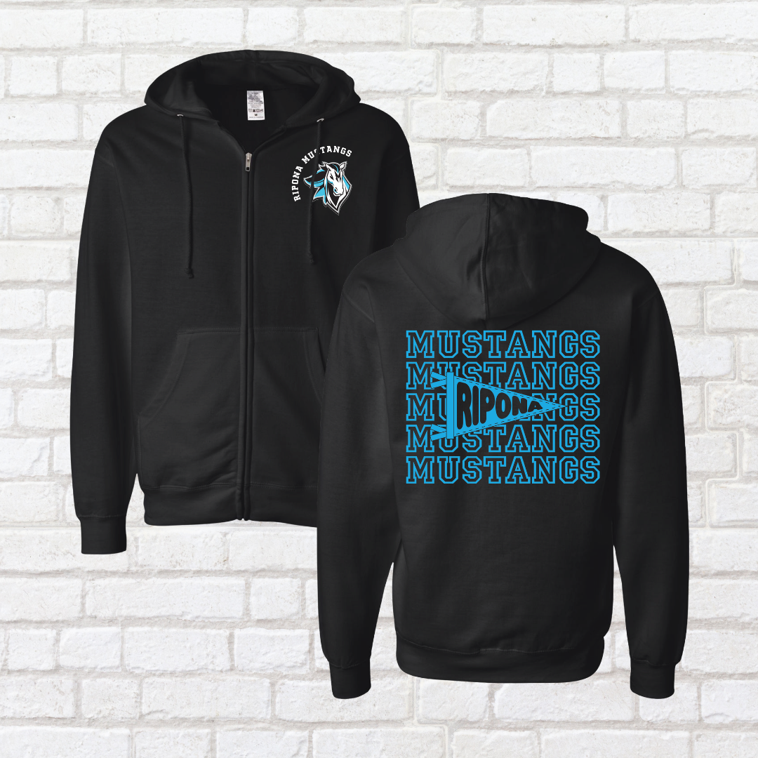 Mustang Pennant Flag Zip Up Hoodie