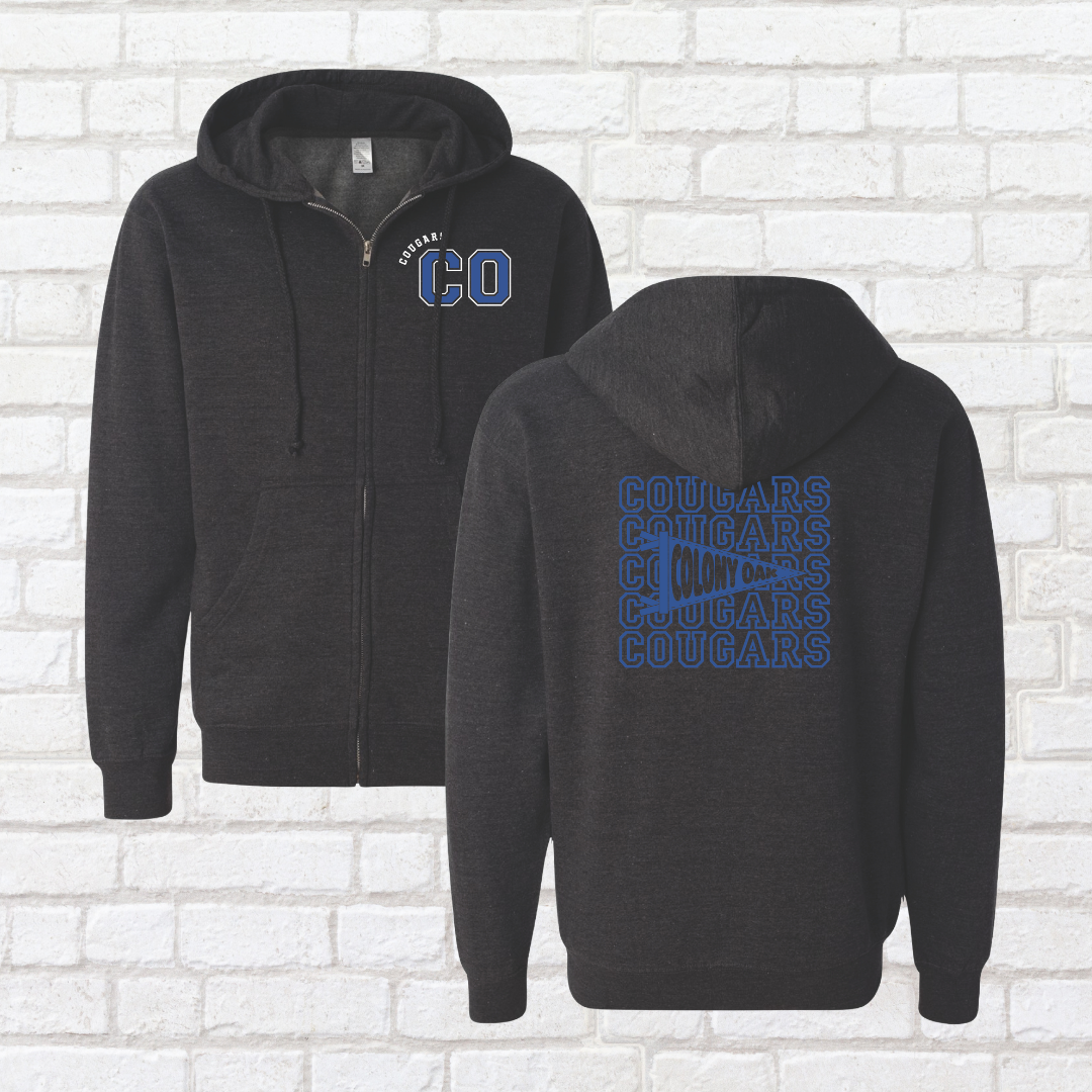Cougar Pennant Flag Zip Up Hoodie