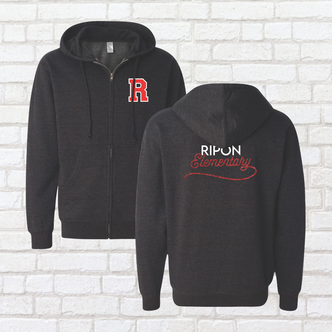 Glitter Script Zip Up Hoodie
