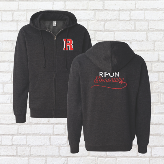 Glitter Script Zip Up Hoodie