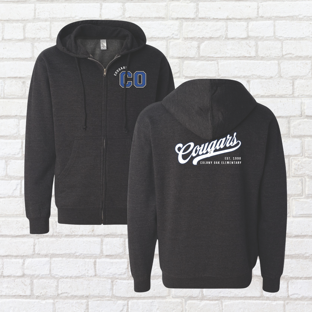Vintage Cougars Zip Up Hoodie