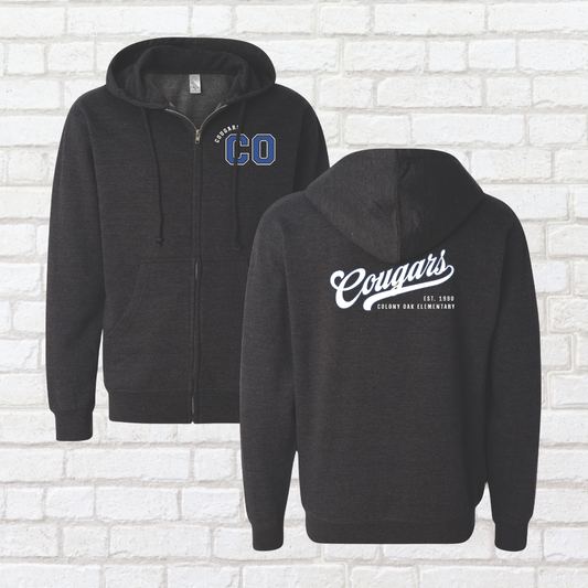 Vintage Cougars Zip Up Hoodie