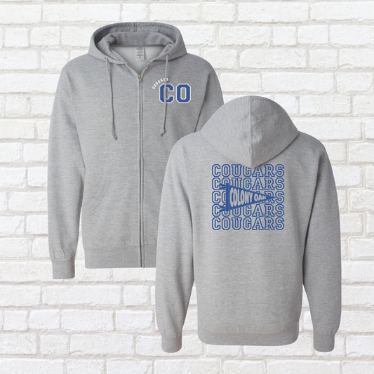 Cougar Pennant Flag Zip Up Hoodie