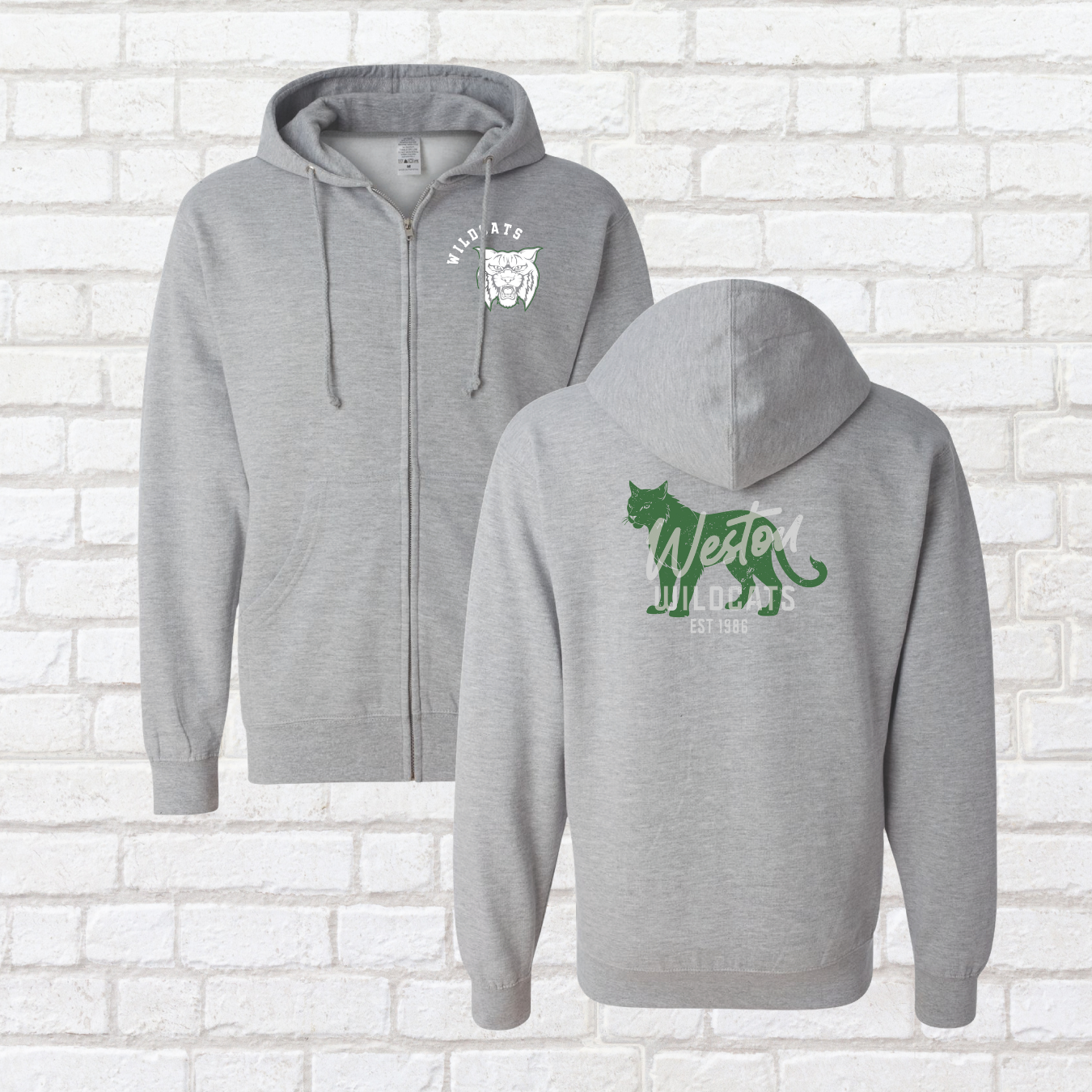 Distressed Wildcat Zip Up Hoodie