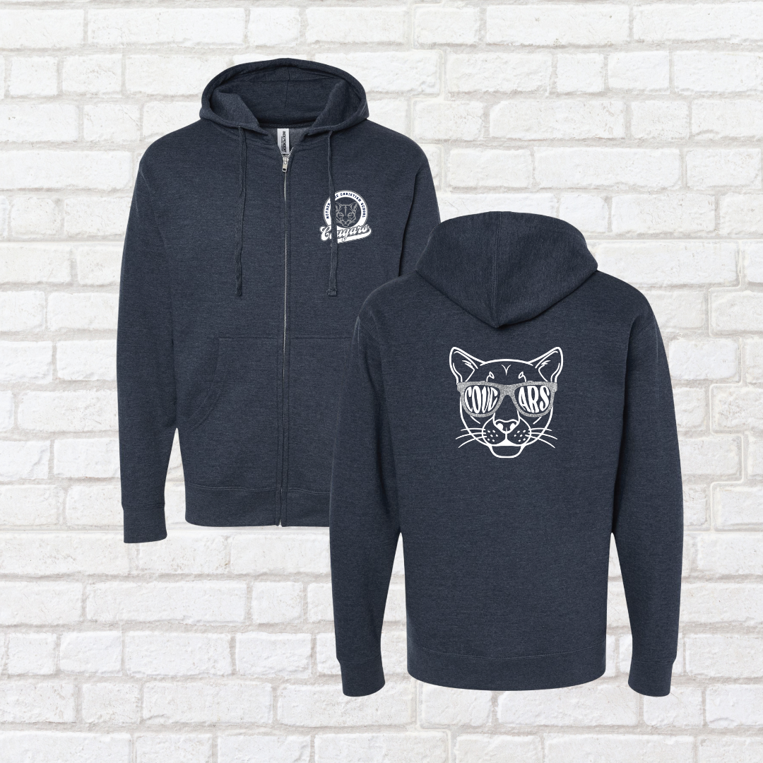 MLCS Glitter Glasses Zip Up Hoodie