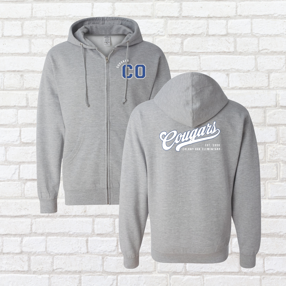 Vintage Cougars Zip Up Hoodie