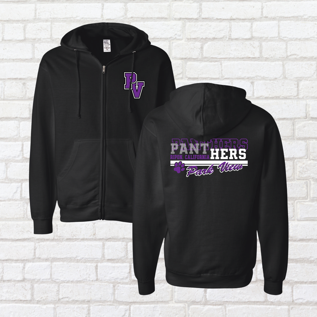 Park View Line Art Zip Up Hoodie