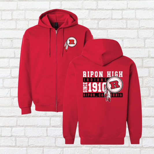 Vintage Ripon High Zip Up Hoodie