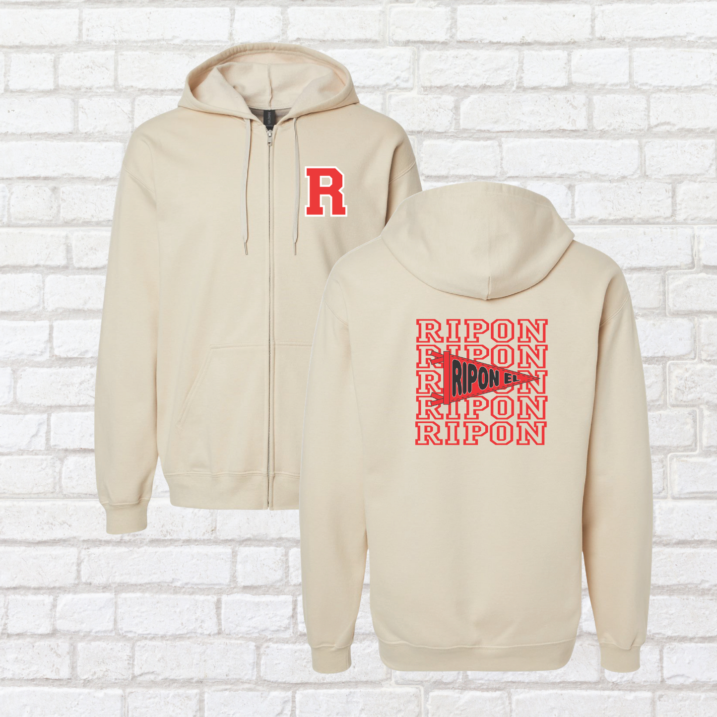 Ripon Pennant Flag Zip Up Hoodie
