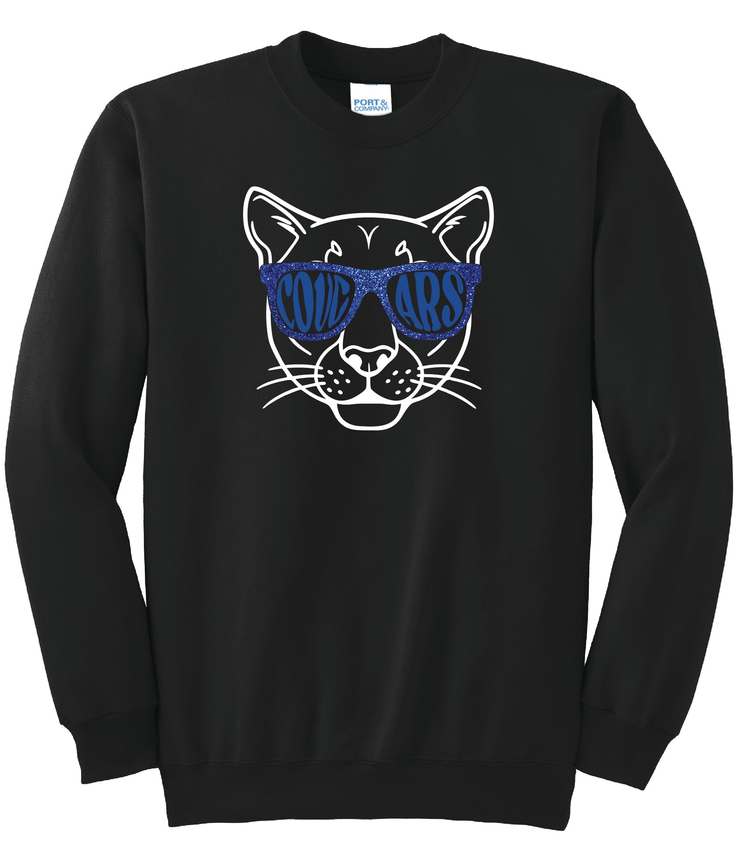 Cougar Glitter Glasses Crewneck Sweatshirt