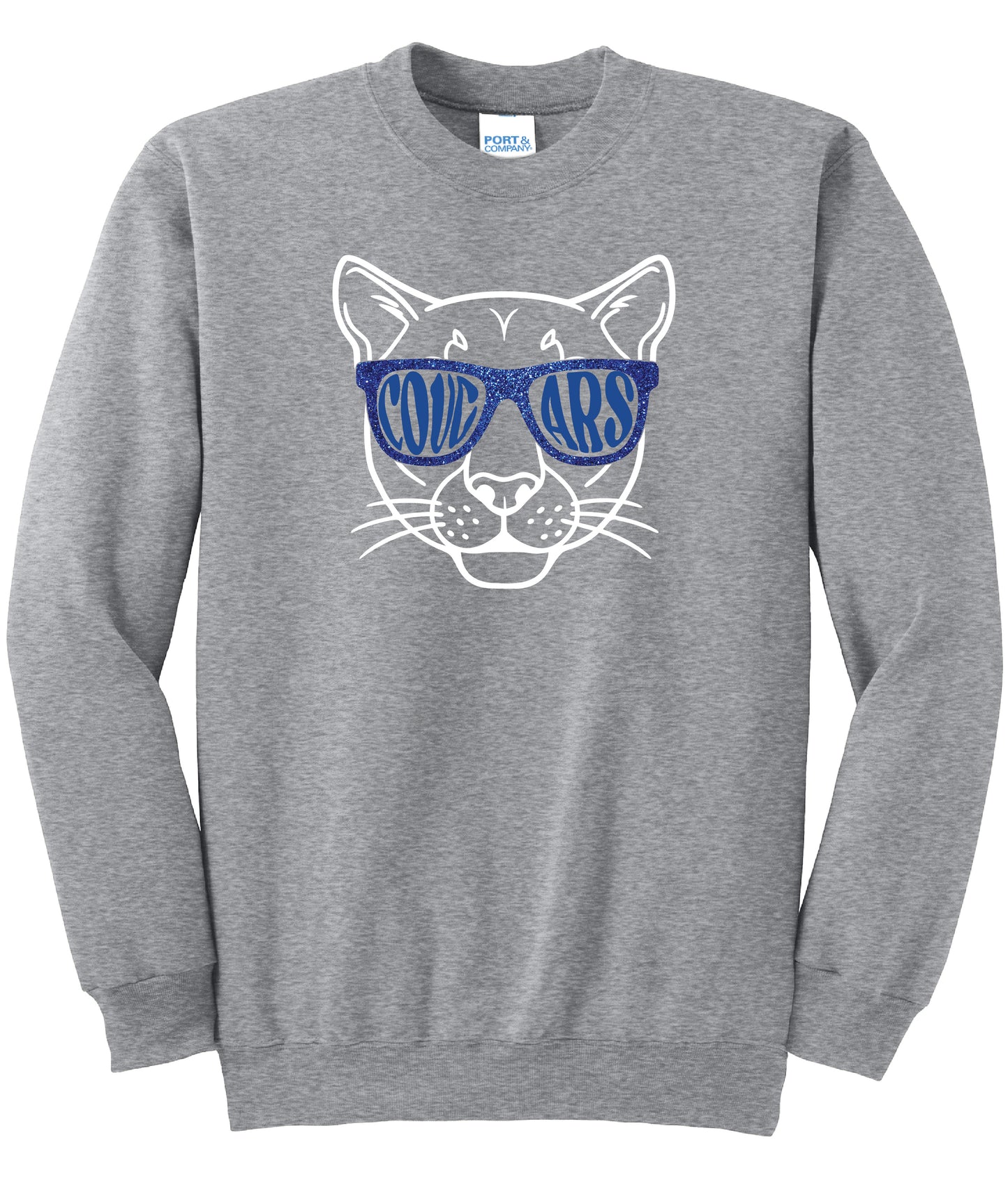 Cougar Glitter Glasses Crewneck Sweatshirt