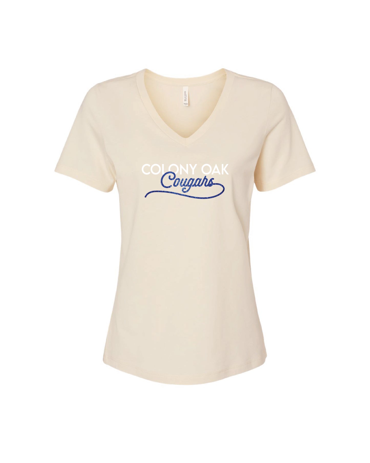Women's V Neck Glitter Script Tee