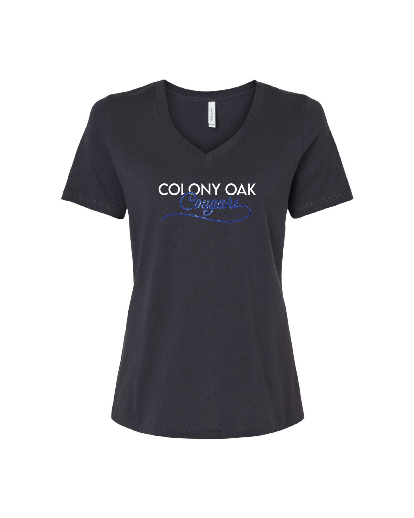 Women's V Neck Glitter Script Tee