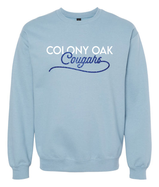 Glitter Script Cougars Crewneck Sweatshirt