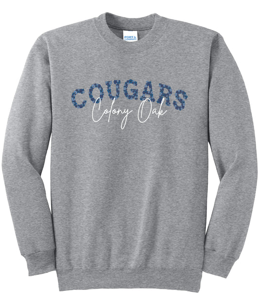 Floral Cougars Crewneck Sweatshirt
