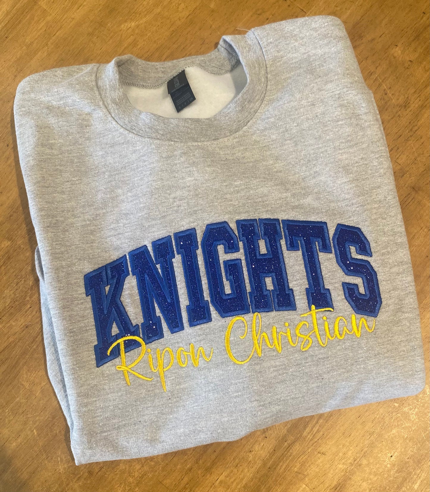 Knights Embroidered Glitter Crewneck