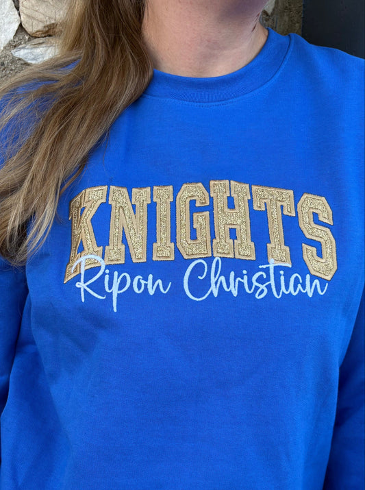Knights Embroidered Glitter Crewneck