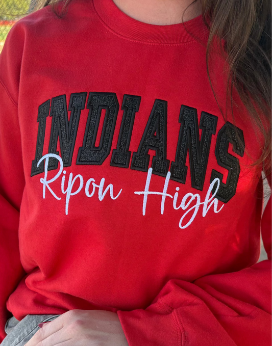 Indians Embroidered Glitter Crewneck