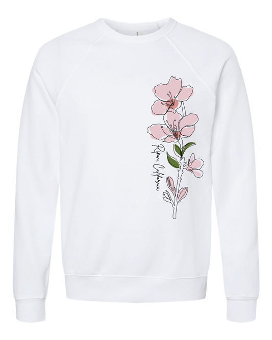 Line Art Almond Blossom Crewneck Sweatshirt