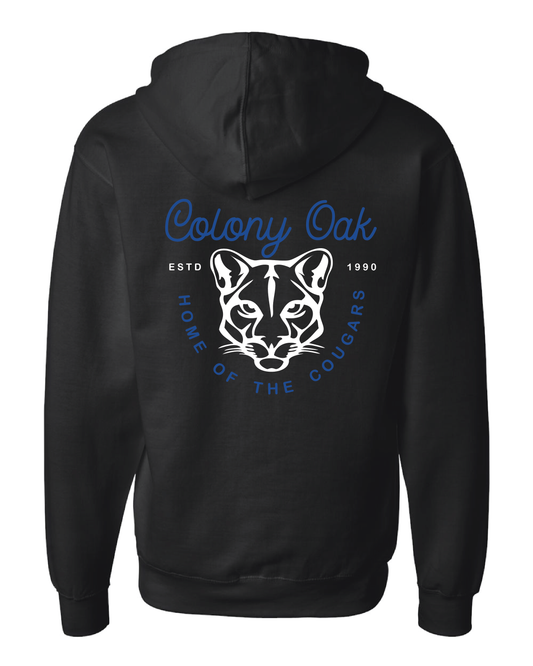 Curly Cougars Zip Up Hoodie