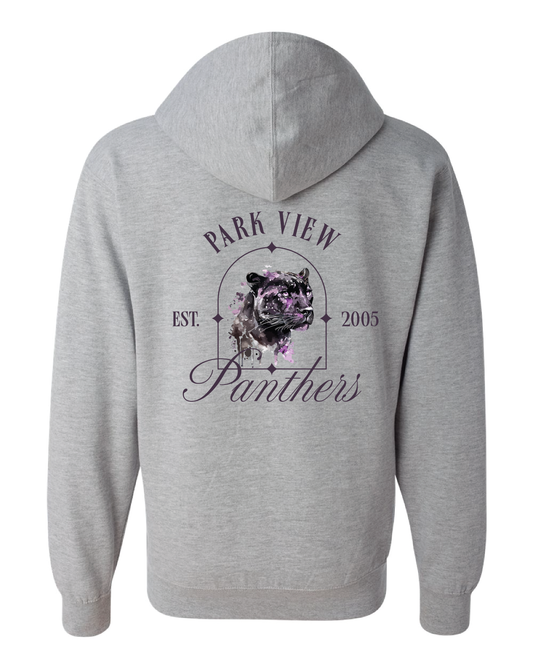 Water Color Panther Zip Up Hoodie