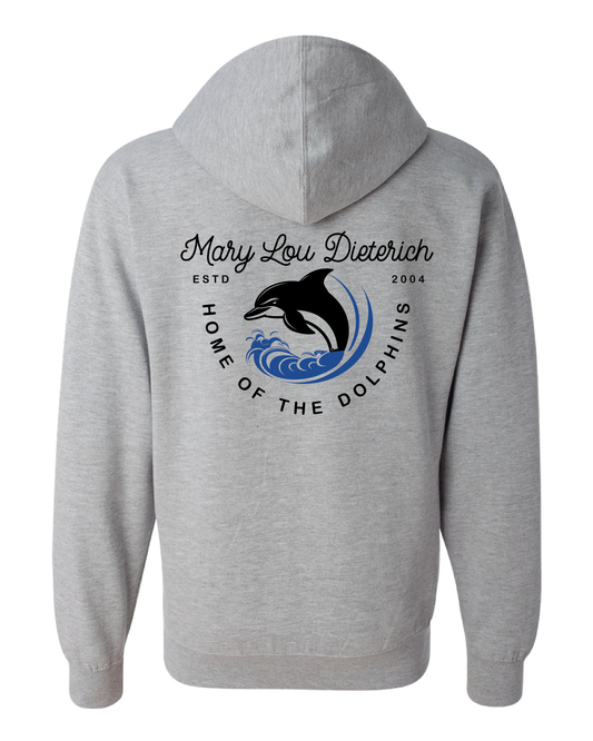 Curly Dolphins Zip Up Hoodie