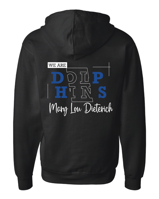 Line Art Dolphins Zip Up Hoodie