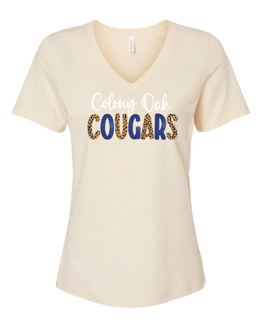 Glitter Cougars Women's V Neck Tee