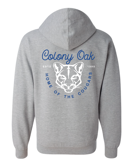 Curly Cougars Zip Up Hoodie