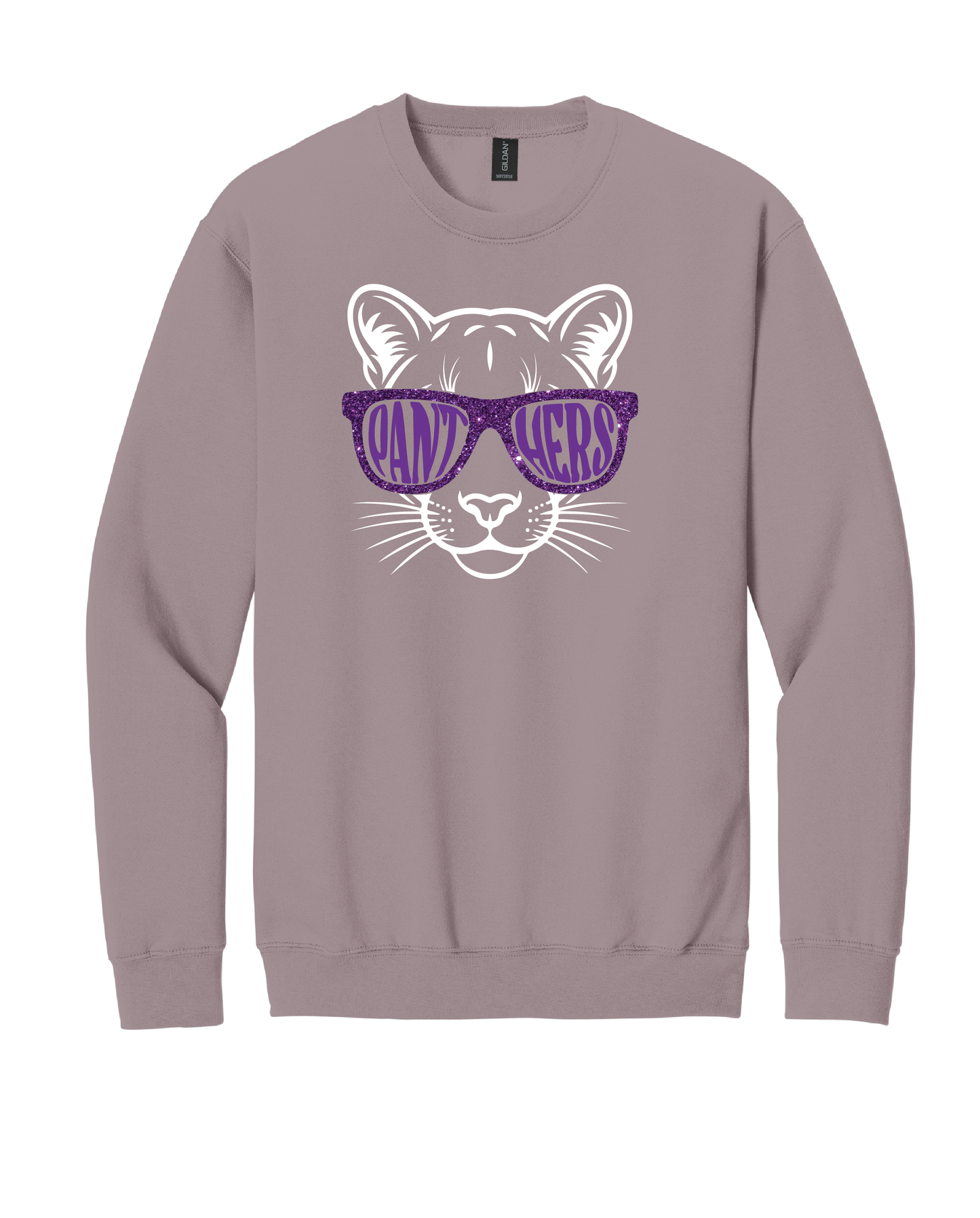 Panthers Glitter Glasses Crewneck Sweatshirt