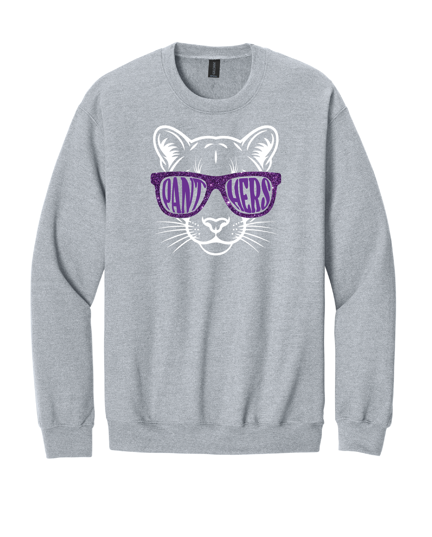Panthers Glitter Glasses Crewneck Sweatshirt