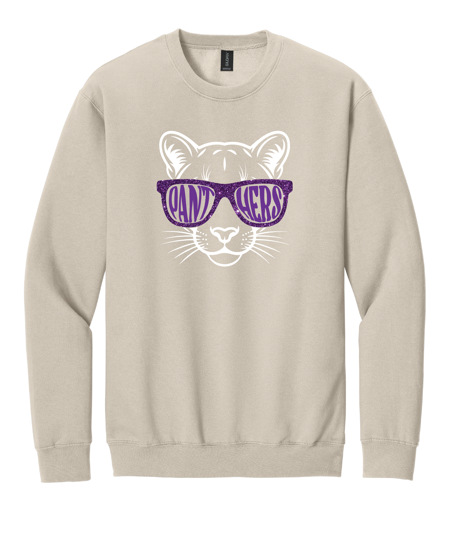 Panthers Glitter Glasses Crewneck Sweatshirt